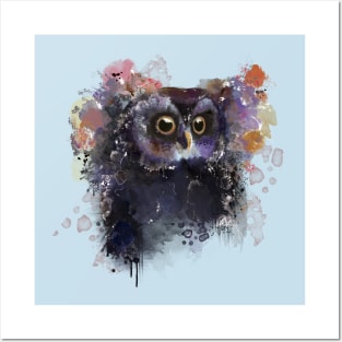 owl watercolor Posters and Art